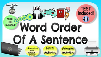Preview of *NEW* Word Order Of A Sentencer-Lesson, Activities, Handouts, MP3 File & Test