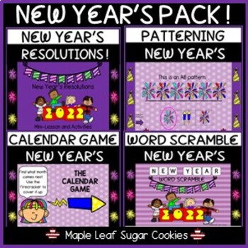 Preview of *** NEW YEAR'S PACK !!! *** 5 ACTIVITIES *** LESSONS & RESOLUTIONS * MANY GAMES