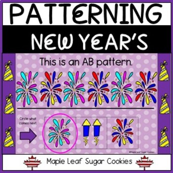 Preview of ** NEW YEAR'S PATTERNING ** ALGEBRA ** GOOGLE SLIDES * JANUARY WINTER FUN!!!