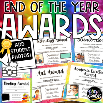 Preview of End of the Year Awards Student Certificates Bright and Colorful