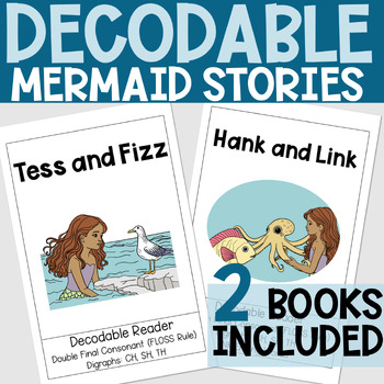 Preview of -NK, Digraph CH, SH, TH & FLOSS Rule MERMAID Printable Decodable Books