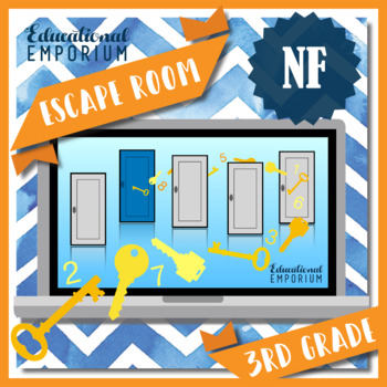 Preview of NO PREP 3rd Grade Fractions NF Math Escape Room
