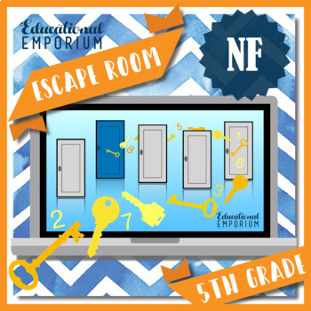Preview of NO PREP 5th Grade Fractions NF Math Escape Room