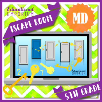 Preview of NO PREP 5th Grade Measurement and Data MD Math Escape Room