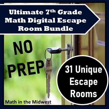 Preview of ⭐NO PREP 7th Grade Math Escape Room Ultimate Bundle⭐Distance Learning