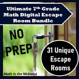 ⭐NO PREP 7th Grade Math Escape Room Ultimate Bundle⭐Distan