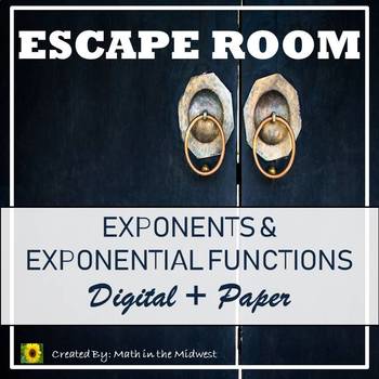 Preview of ⭐NO PREP Exponents & Exponential Functions Escape Room {Algebra 1}⭐