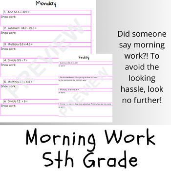 Preview of ** NO PREP Morning Work! **