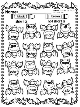 **NO PREP** October / Halloween Short Vowel Word Work by Mrs Frog