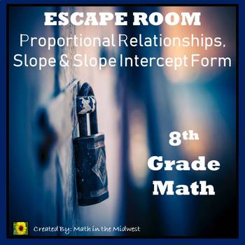 Preview of ⭐NO PREP Proportional Relationships, Unit Rate, Slope Intercept Form Escape Room