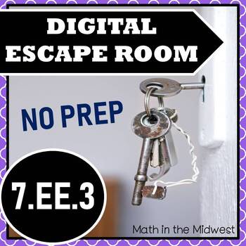 Preview of ⭐NO PREP Multi-Step Equations & Word Problems Escape Room⭐7.EE.3 Activity