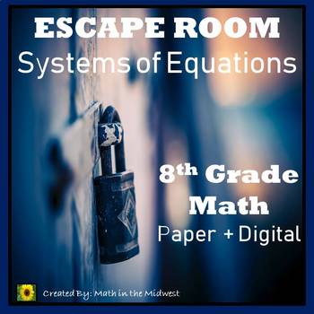 Preview of ⭐NO PREP Solving Systems of Equations Escape Room {8th Grade Math}⭐