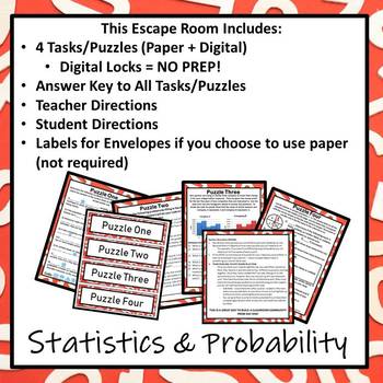 ⭐NO PREP Statistics & Probability Escape Room {7th Grade Math}⭐ | TpT