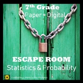 ⭐NO PREP Statistics & Probability Escape Room {7th Grade Math}⭐