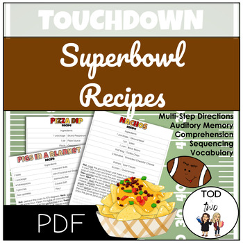 Preview of **NO PREP** Football Party Recipe Activity Packet | FOOTBALL