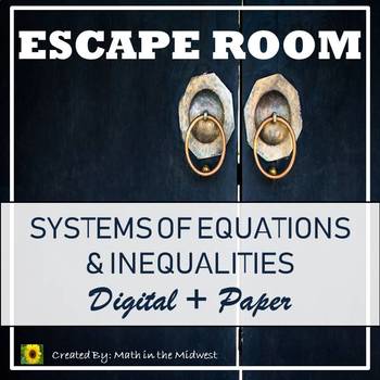 Preview of ⭐NO PREP Systems of Equations & Inequalities Escape Room {Algebra 1}⭐