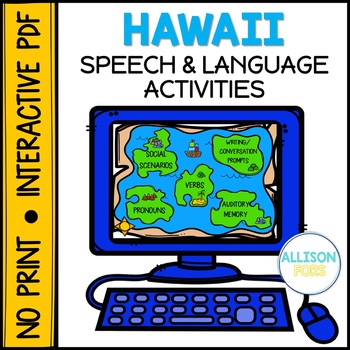 Preview of NO PRINT Hawaii Themed Speech Therapy Activities Digital Resources