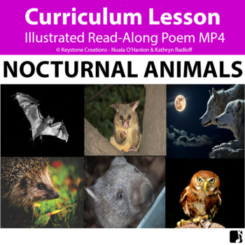 Preview of 'NOCTURNAL ANIMALS'(Grades Pre-K - 6) ~Curriculum Poem Video l Distance Learning