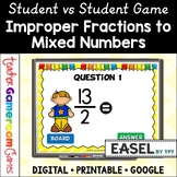 Improper Fractions to Mixed Numbers Powerpoint Game | No P