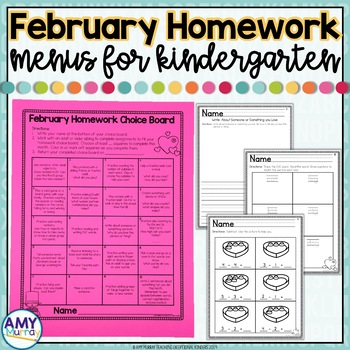 Preview of Kindergarten Homework Choice Menu February