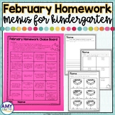 Kindergarten Homework Choice Menu February