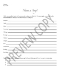 "Name a Song" Sub Worksheet