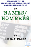 "Names/Nombres" by Julia Alvarez Multiple-Choice Reading C