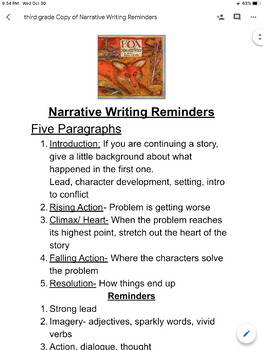 Preview of  Narrative Writing Reminders