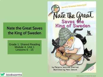 Preview of "Nate the Great Saves the King of Sweden" Google Slides- Bookworms Supplement