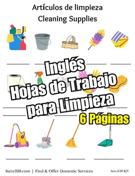 Preview of ESL Spanish to English, Adults - Subject: Housekeeping, House Cleaning Worksheet