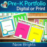  Neon Brights Editable Student Portfolio for Preschool Pre