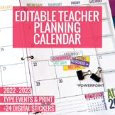 [New!] 2022-2023 Editable Teacher Planning Calendar Template