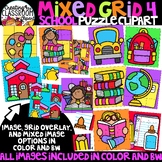 *New Mixed Grid School Puzzle Clipart {Mystery Picture Clipart}