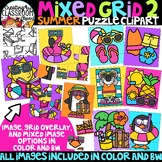 *New Mixed Grid Summer Puzzle Clipart {Mystery Picture Clipart}