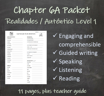 Preview of Realidades / Auténtico Level 1 Chapter 6A Packet for Practice and Review