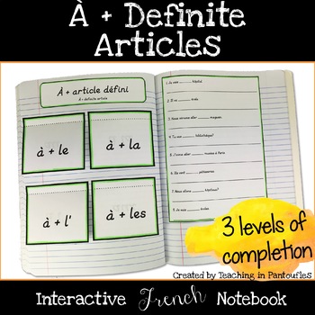 Preview of À + Definite Article Contractions Foldable: French Interactive Notebook