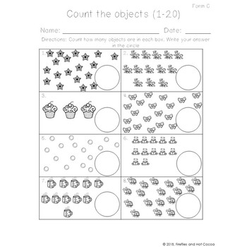 *No Prep* Counting Objects to 10 & 20 Worksheets by Fireflies and Hot Cocoa