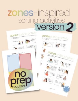 Preview of ** No-Prep Zones Sorting: Inspired by Zones of Self Regulation: VERSION 2! **