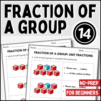 Preview of ❤️ Fractions of a Group Unit fractions Fraction of a group worksheets 3rd grade