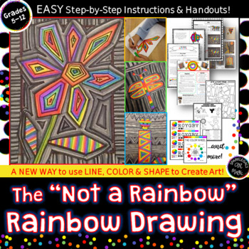Preview of Middle School Art: The "Not A Rainbow" Rainbow 2D Drawing Lesson Geometric Shape