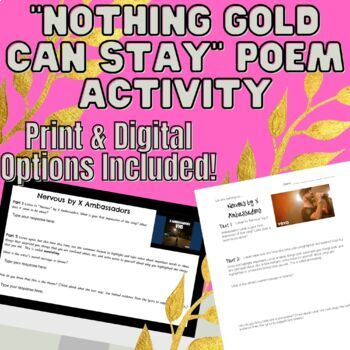 Preview of "Nothing Gold Can Stay" Poem & Song Analysis - Perfect for The Outsiders
