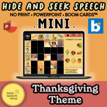 Preview of Mini Hide & Seek Speech Articulation Game Thanksgiving Boom™ & PPT - 15 Phonemes