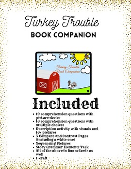 Preview of Turkey Trouble Book Companion Digital+Printable