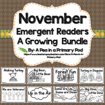 Preview of  November Emergent Readers and Response Activities