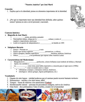 Preview of "Nuestra América" José Martí - Lesson Plan & PowerPoint