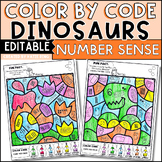 Number Sense Activities Dinosaurs Worksheets Editable