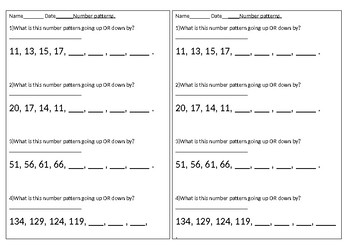 Preview of ~Number pattern TEST grade 2/3