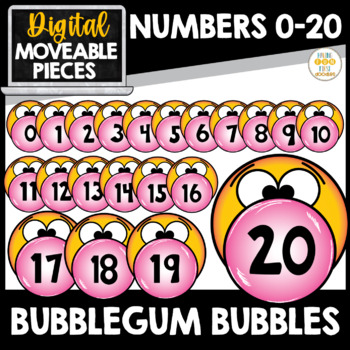 Preview of  Numbers 0-20 Blowing Bubbles Digital Sticker Movable Clipart Digital Pieces