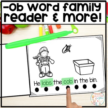 Preview of -OB Word Family Reader-Includes a Book, Sight Word Cards, & Matching