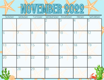 {OCEAN THEMED} Editable Calendar for 2023-2024 | TPT